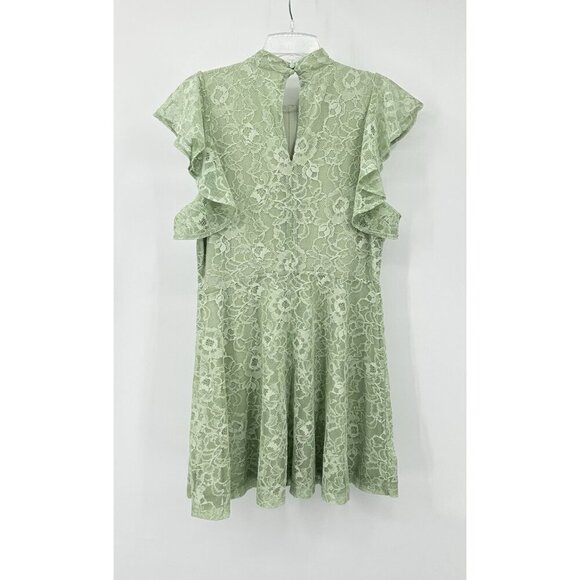 NEW ANTHROPOLOGIE MAEVE dress fit flare mini lace mock neck flutter mint LARGE - Picture 5 of 11